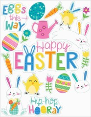 Happy Easter Spring Holiday Theme Party Window Decoration Vinyl Window Clings