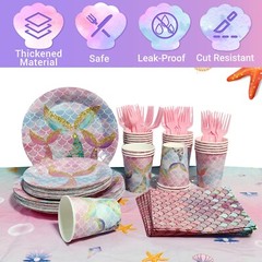 146pcs Meimaid Birthday Decorations Tableware Set, Baby Shower Decorations