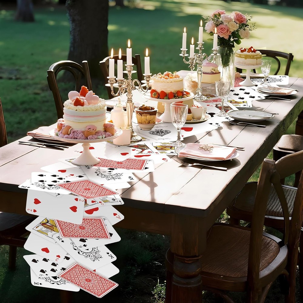 1 Pcs Wonderland Tea Party Decoration 12 × 72 Inches Poker Linen Table Runner