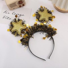 2026 Happy New Year Headband, Black Gold Star Headband Holiday Hair
