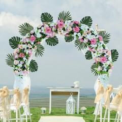 90 Pieces Tropical Leaves with Stems for Weddings Props