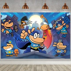 Dog Man Party Supplies Backdrop Banner Poster Vinyl Birthday Gift 5x3ft