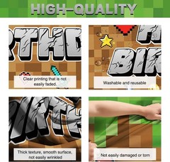 Minecraft Themed Party Backdrop Pixel Photo Background Decoration 60×40” NEW