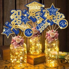 2026 Graduation Table Centerpieces 30Pcs Black Gold Party Decorations with Light