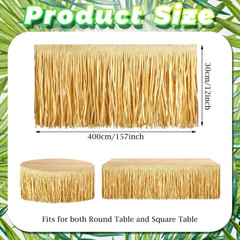 Hawaiian Luau Grass Table Skirt Fringe Tiki Bar Decorations Tropical Raffia Gras
