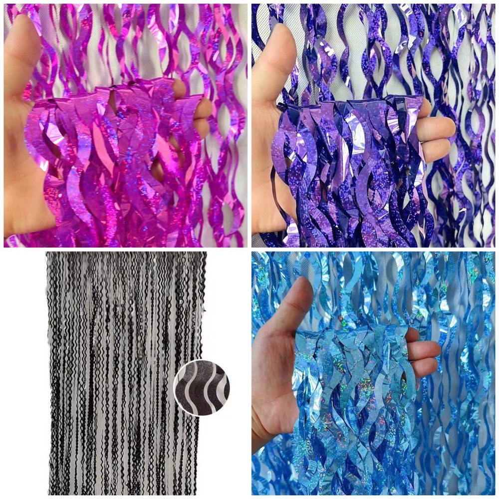 Wavy Foil Backdrop Fringe Tinsel Shimmer Curtain Door Wedding Birthday Party
