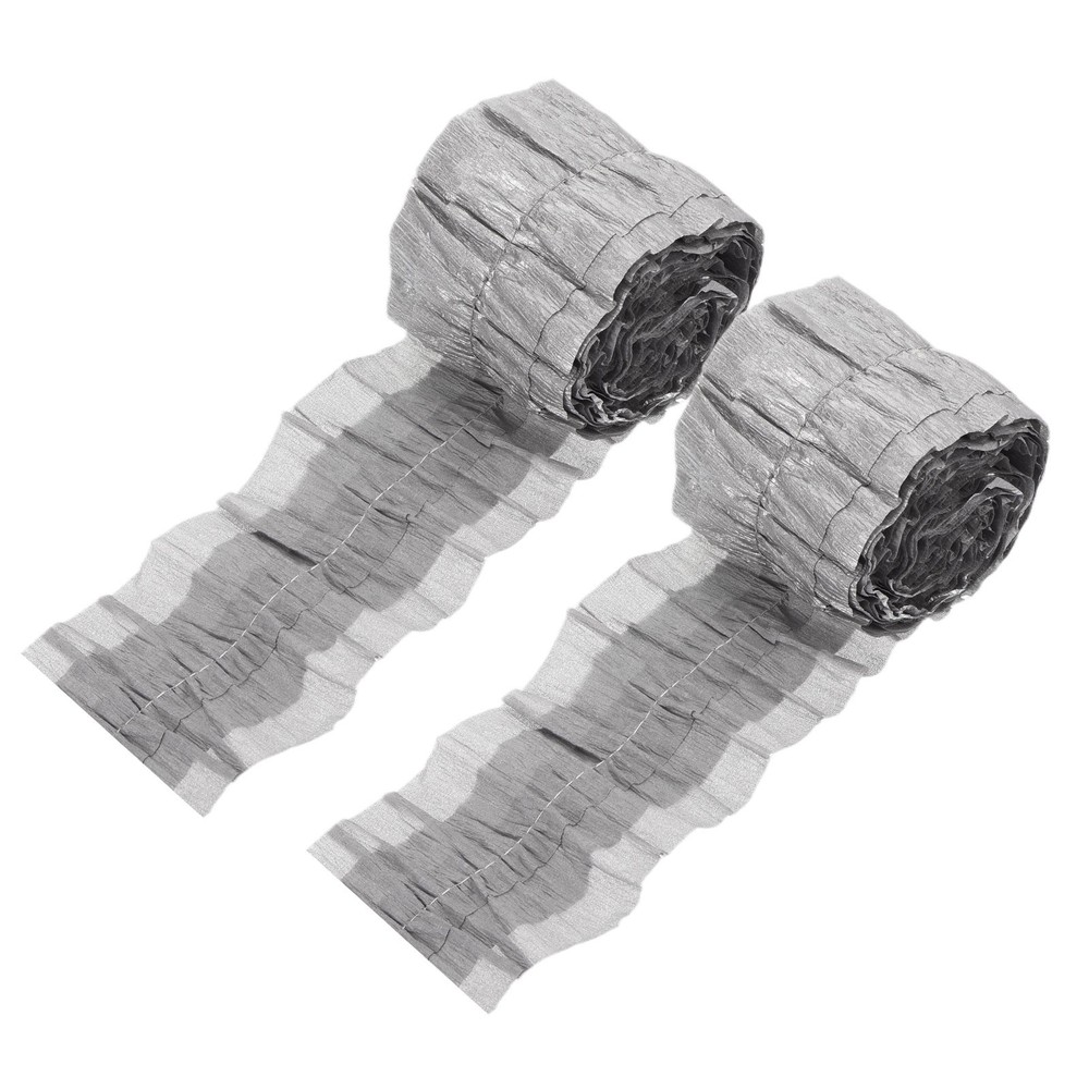 2Pcs Crepe Paper Streamers, 9.84ft Streamer Decoration Paper Silver