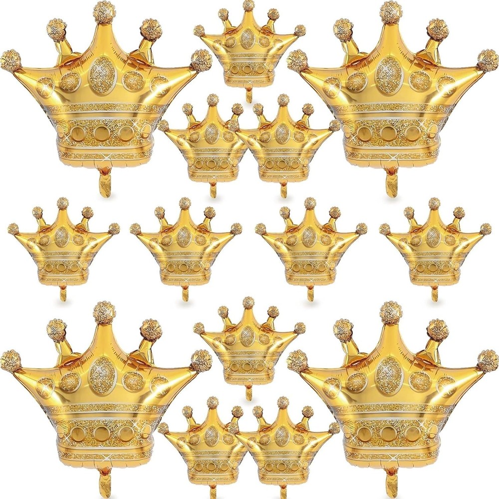 Stunning Gold Crown Balloons – 14PCS Set for Birthday, Wedding, and Celebrations