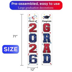 KMUYSL Graduation Decorations Class of 2026, Red & Blue Congrats Grad Banner …