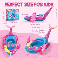 Pool Floats with Water , Mermaid Inflatable Pool Toys for Age 3-8 Years Old, …