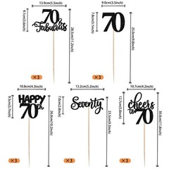 15 PCS 70th Birthday Centerpieces Sticks Black Table Toppers Party Decor