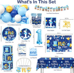 237-Piece Mr Onederful 1st Birthday Party Decoration Set for Boys