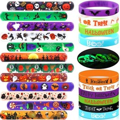 Seajan 48 Pcs Halloween Bracelets Set Party Favors 24 Luminous Silicone Brace…