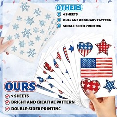 9 Sheets Happy 4th of July Window Cling Stickers Patriotic Star American Flag Wi