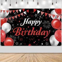 Happy Birthday Banner – Decorations for Men Women Party 71 x 45 inches, red