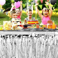 2 Pack 29.5×108 Inch Metallic Foil Fringe Tinsel inches-9FT, Silver
