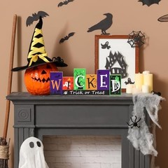 Halloween Decorations Wooden Table Sign Thanksgiving Decor, Large Colorful