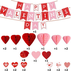 Valentines Day Decorations Kit 31 PCS Valentine’S Swirl Hanging Decorations with