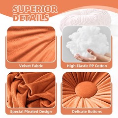 2 Pcs Round Throw Pillows Pleated Velvet Pumpkin Round Pillows Floor Cushion …