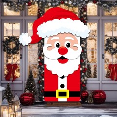 Large Christmas Door Cover Decoration Santa Claus Shaped Door Banner Xmas Doo…