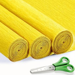 3 Rolls Yellow Crepe Paper Rolls 17×98 Inch Heavy Duty DIY Flower Decoration