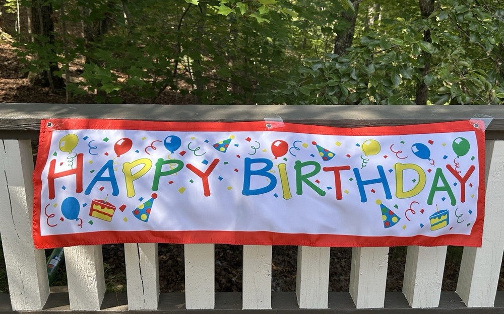Colorful HAPPY BIRTHDAY Banner 48” X 13” w/ Grommets