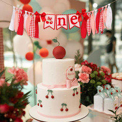 Cherry One High Chair Banner | Red and Pink 1St Birthday Party Decor, Sweet One