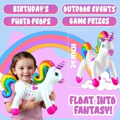 Inflatable Unicorn Party Decorations – (pack of 4) 24 Inch – Large Blow Up Ra…