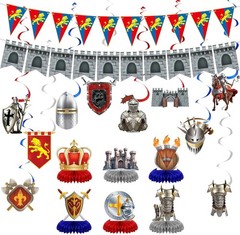 Complete 18 Pcs Medieval Knight Birthday Party Set – Easy to Assemble Decor