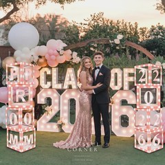 8 PCS 12 Inch Pink 2026 Prom Graduation Boxes Decor Photo Booth Column Standup