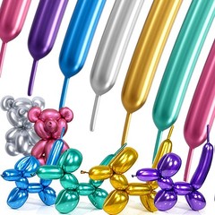 Metallic 260 Balloons 100PCS Multicolored Latex Long Shiny Balloon to Twistin…