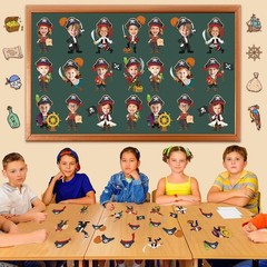 Pirate Treasure Theme Cutouts 60pcs Skull Hat Paper Decorations Bulletin Board
