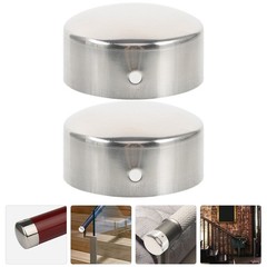 2 Pcs Metal Handrail End Caps Round Plug Covers for Wood Rail Tubing