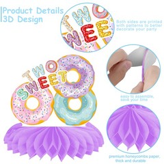 Two Sweet Party Honeycomb Centerpieces 12Pcs Donut 2nd Birthday Party Decorat…