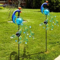 Solar Powered Peacock Garden Stake Light Metal Waterproof Lawn Lighting