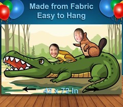 Swamp Animals Theme Face Cutout, 42×72″ Photo Standee, Party Selfie Photo Prop