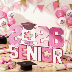 Pink Senior 2026 Decorations for Graduation, Prom, and Photo Booth Props