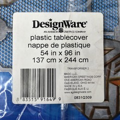 NOS TRANSFORMER 2 Plastic Tablecover 54” x 96” DesignWare AGC