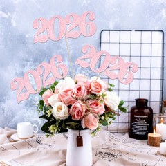 Pink Glitter 2026 Number Centerpiece Sticks Class Of 2026 Table Toppers 12 PCS
