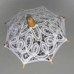 WHITE Battenburg Lace Parasol 8″ inch Diameter Small Table Decor#0
