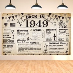 76th Birthday Party Decorations, Vintage Back in 1949 Banner 76th Birthday