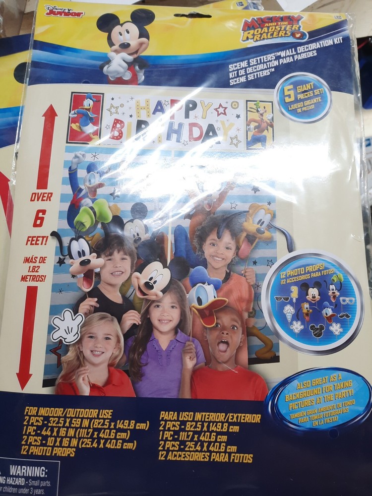 Mickey Mouse Disney Birthday Party Scene Setters Wall Decor w/ Photo Props