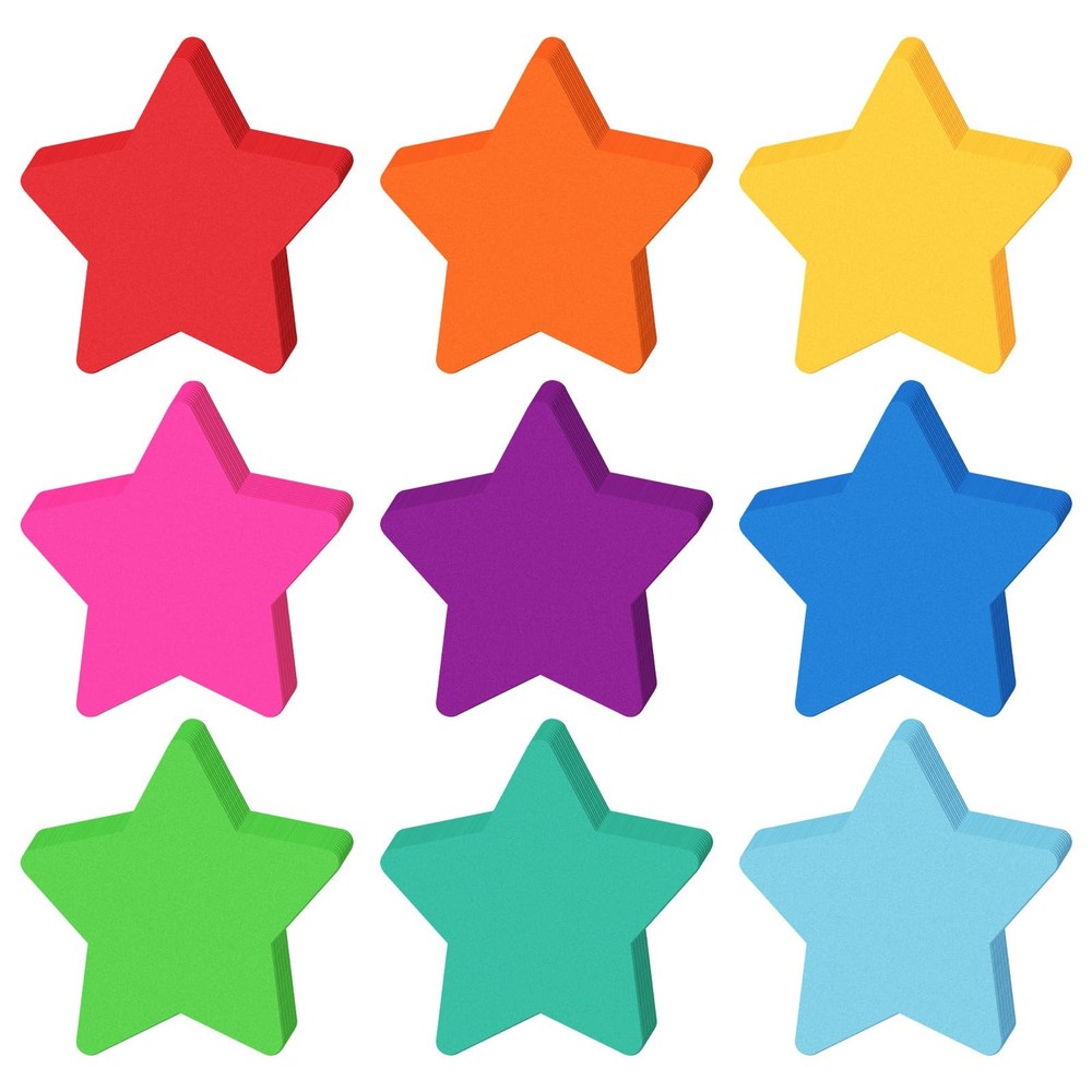 360 Pcs 3.9 Inch Star Cutouts Paper Assorted Colors Die Cuts for Bulletin