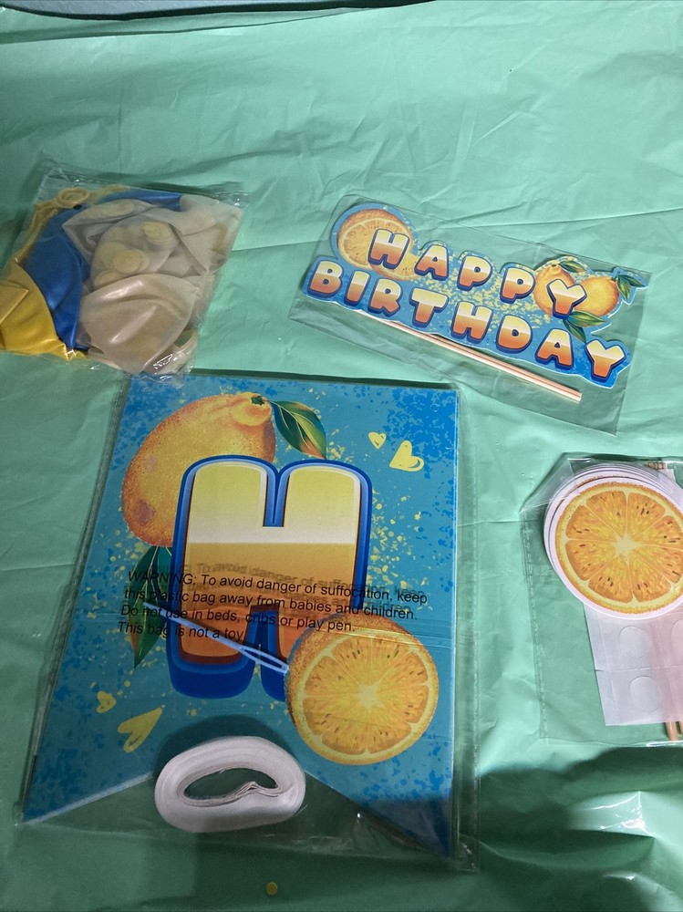 Lemon Party Decorations Happy Birthday… Cake/Cupcake Toppers Balloons Banner