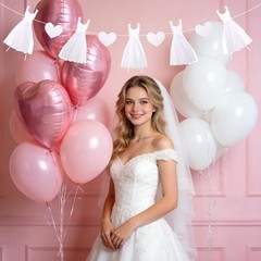 Charming Bridal Shower Decorations Glitter White Dress & Heart Bridal Shower …