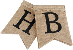 Burlap Happy Birthday Banner Reusable Hessian Sign Banner for Birthday Party Dec