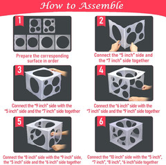 11 Holes Balloon Sizer Collapsible Cube Box Measurement Tool for Balloon Decor