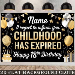 Custom Name Text 18th Birthday 2D Flat Banner Balloon Party Birthday Backdrop☋