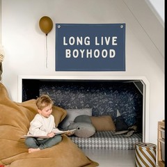Long Live Boyhood Banner, Canvas Wall Hanging Banner Flag for Nursery Playroo…