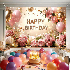 Birthday Backdrop Birthday Banner for Women 71 X 43 Inc Happy Birthday Backdrop